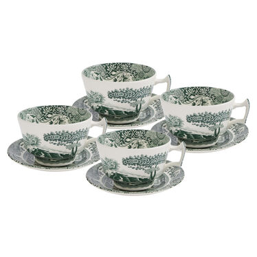 Heritage Green Italian 4 B'fast Cups & Scrs
